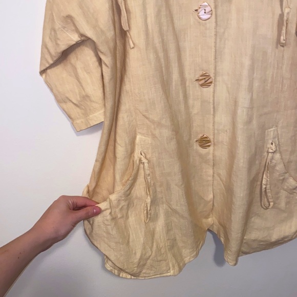 Large Parlsey&Sage Cream Button Down Collar with Draw Strings Utility Jacket - Picture 4 of 6